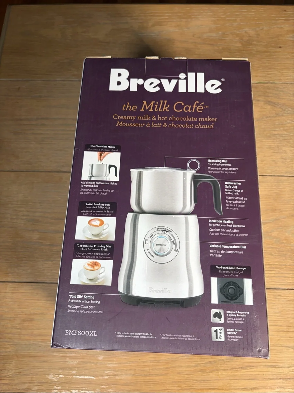 Breville Milk Cafe Induction Frother Hot Chocolate Maker BMF600XL 3-Cup NIB